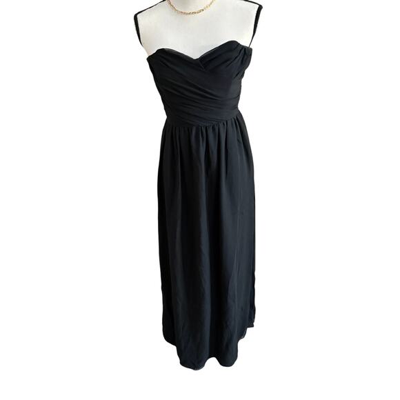 Elise Bergman 100% Silk Strapless Floor-Length Gown Black Chiffon Size Small - Picture 1 of 9